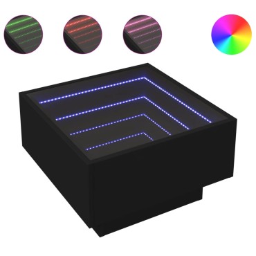 vidaXL Τραπεζάκι Σαλονιού με LED Μαύρο 50x50x30cm Επεξεργασμένο Ξύλο 1 τεμ.
