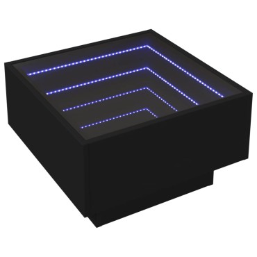 vidaXL Τραπεζάκι Σαλονιού με LED Μαύρο 50x50x30cm Επεξεργασμένο Ξύλο 1 τεμ.