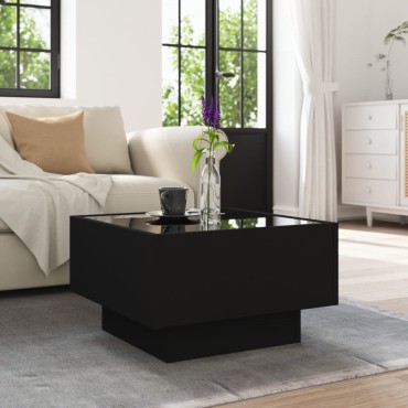 vidaXL Τραπεζάκι Σαλονιού με LED Μαύρο 50x50x30cm Επεξεργασμένο Ξύλο 1 τεμ.