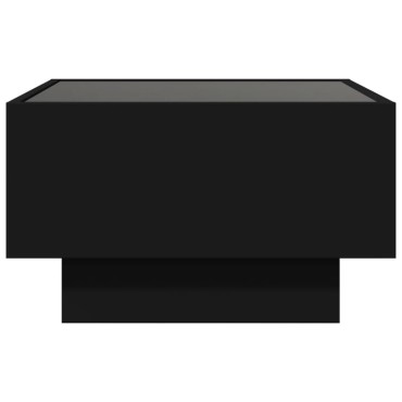 vidaXL Τραπεζάκι Σαλονιού με LED Μαύρο 50x50x30cm Επεξεργασμένο Ξύλο 1 τεμ.