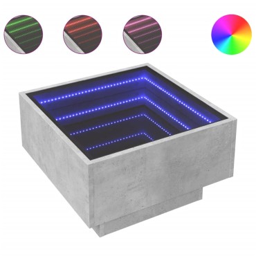 vidaXL Τραπεζάκι Σαλονιού με LED Γκρι 50x50x30cm Επεξεργασμένο Ξύλο 1 τεμ.