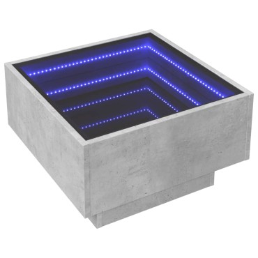 vidaXL Τραπεζάκι Σαλονιού με LED Γκρι 50x50x30cm Επεξεργασμένο Ξύλο 1 τεμ.