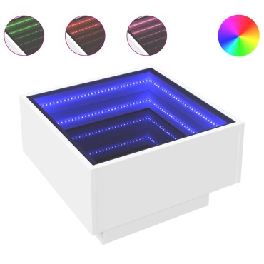 vidaXL Τραπεζάκι Σαλονιού με LED Λευκό 50x50x30cm Επεξεργασμένο Ξύλο 1 τεμ.
