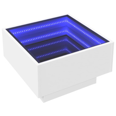 vidaXL Τραπεζάκι Σαλονιού με LED Λευκό 50x50x30cm Επεξεργασμένο Ξύλο 1 τεμ.