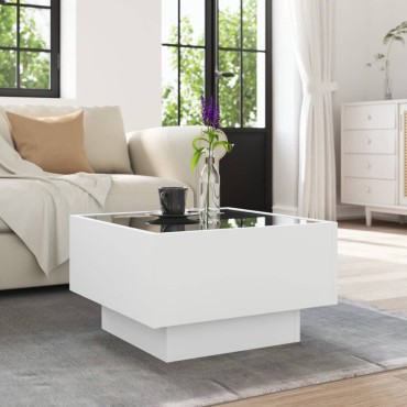 vidaXL Τραπεζάκι Σαλονιού με LED Λευκό 50x50x30cm Επεξεργασμένο Ξύλο 1 τεμ.