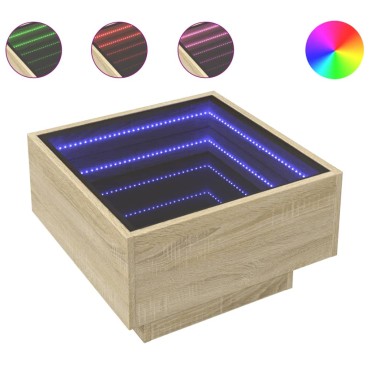 vidaXL Τραπεζάκι Σαλονιού με LED Δρυς 50x50x30cm Επεξεργασμένο Ξύλο 1 τεμ.
