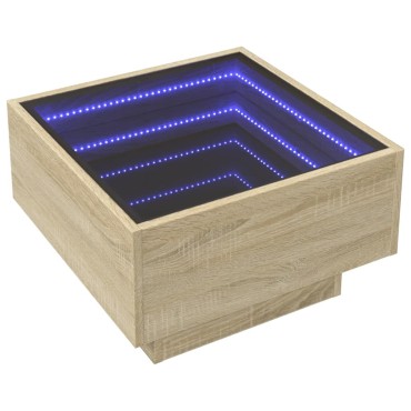 vidaXL Τραπεζάκι Σαλονιού με LED Δρυς 50x50x30cm Επεξεργασμένο Ξύλο 1 τεμ.