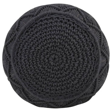 vidaXL Πουφ Χειροποίητο Μακραμέ Ανθρακί 45x30cm από Βαμβάκι 1 τεμ.