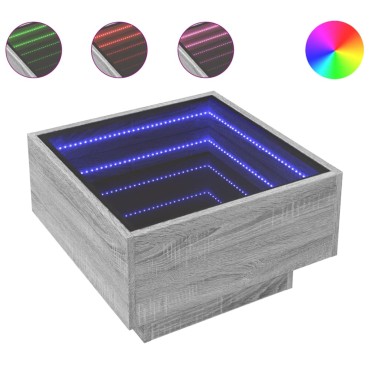 vidaXL Τραπεζάκι Σαλονιού με LED Γκρι 50x50x30cm Επεξεργασμένο Ξύλο 1 τεμ.