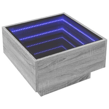 vidaXL Τραπεζάκι Σαλονιού με LED Γκρι 50x50x30cm Επεξεργασμένο Ξύλο 1 τεμ.