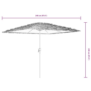 vidaXL Ομπρέλα Κήπου με LED/Ξύλινο Ιστό Χρώμα της Καφέ 248x248x248 εκ.