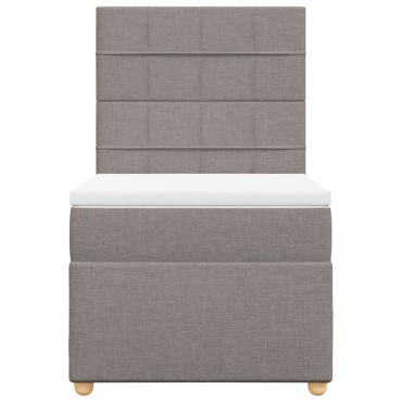 vidaXL Κρεβάτι Boxspring με Στρώμα Taupe 100x200cm Υφασμάτινο 1 τεμ. - Μονό