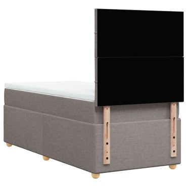 vidaXL Κρεβάτι Boxspring με Στρώμα Taupe 100x200cm Υφασμάτινο 1 τεμ. - Μονό
