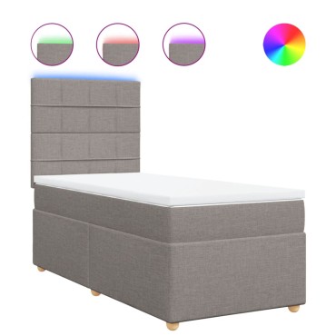 vidaXL Κρεβάτι Boxspring με Στρώμα Taupe 100x200cm Υφασμάτινο 1 τεμ. - Μονό