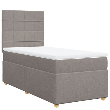 vidaXL Κρεβάτι Boxspring με Στρώμα Taupe 100x200cm Υφασμάτινο 1 τεμ. - Μονό