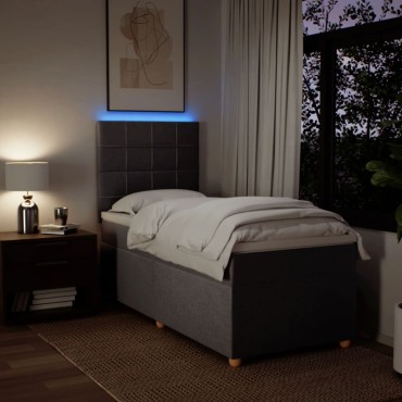 vidaXL Κρεβάτι Boxspring με Στρώμα Taupe 100x200cm Υφασμάτινο 1 τεμ. - Μονό