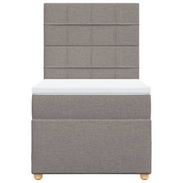 vidaXL Κρεβάτι Boxspring με Στρώμα Taupe 100x200cm Υφασμάτινο 1 τεμ. - Μονό