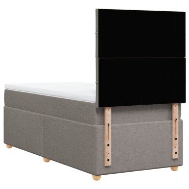vidaXL Κρεβάτι Boxspring με Στρώμα Taupe 100x200cm Υφασμάτινο 1 τεμ. - Μονό