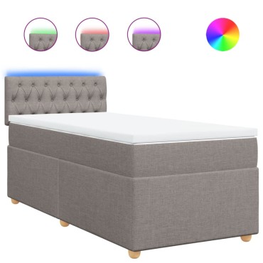 vidaXL Κρεβάτι Boxspring με Στρώμα Taupe 100x200cm Υφασμάτινο 1 τεμ. - Μονό