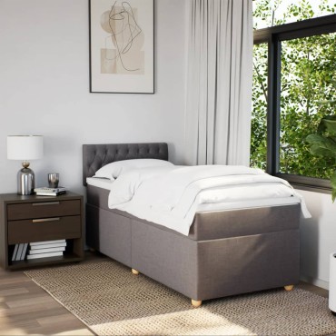 vidaXL Κρεβάτι Boxspring με Στρώμα Taupe 100x200cm Υφασμάτινο 1 τεμ. - Μονό