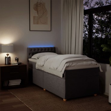 vidaXL Κρεβάτι Boxspring με Στρώμα Taupe 100x200cm Υφασμάτινο 1 τεμ. - Μονό