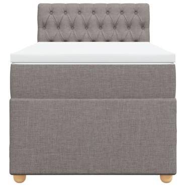 vidaXL Κρεβάτι Boxspring με Στρώμα Taupe 100x200cm Υφασμάτινο 1 τεμ. - Μονό