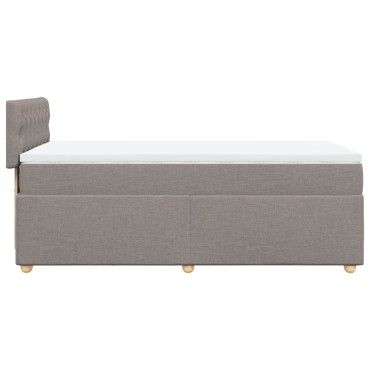 vidaXL Κρεβάτι Boxspring με Στρώμα Taupe 100x200cm Υφασμάτινο 1 τεμ. - Μονό