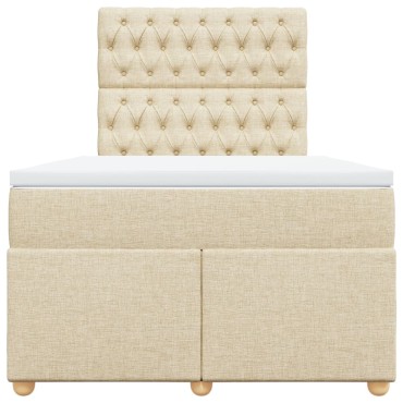 vidaXL Κρεβάτι Boxspring με Στρώμα Κρεμ 120x190 εκ. Υφασμάτινο