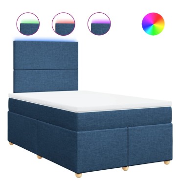 vidaXL Κρεβάτι Boxspring με Στρώμα Μπλε 120x200 εκ. Υφασμάτινο