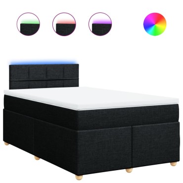 vidaXL Κρεβάτι Boxspring με Στρώμα Μαύρο 120x190 εκ. Υφασμάτινο