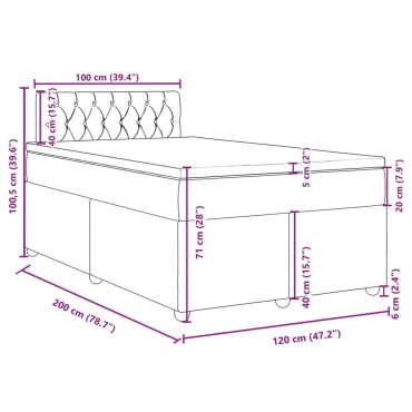 vidaXL Κρεβάτι Boxspring με Στρώμα Μπλε 120x200 εκ. Υφασμάτινο