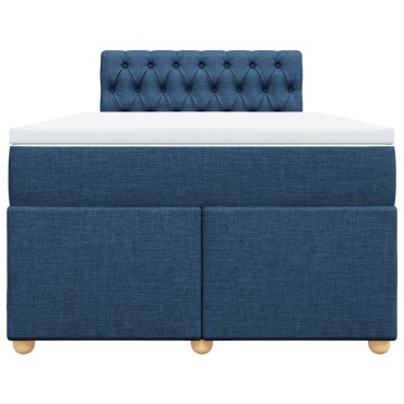 vidaXL Κρεβάτι Boxspring με Στρώμα Μπλε 120x200 εκ. Υφασμάτινο