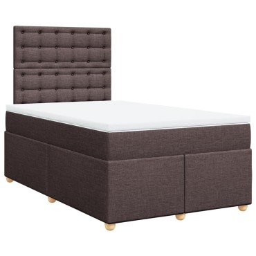 vidaXL Κρεβάτι Boxspring με Στρώμα Σκούρο Καφέ 120x200 εκ. Υφασμάτινο