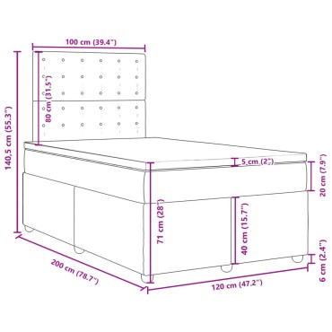 vidaXL Κρεβάτι Boxspring με Στρώμα Σκούρο Καφέ 120x200 εκ. Υφασμάτινο