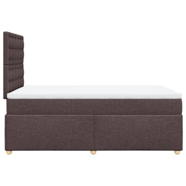 vidaXL Κρεβάτι Boxspring με Στρώμα Σκούρο Καφέ 120x200 εκ. Υφασμάτινο