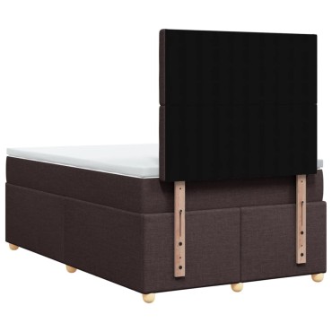 vidaXL Κρεβάτι Boxspring με Στρώμα Σκούρο Καφέ 120x200 εκ. Υφασμάτινο