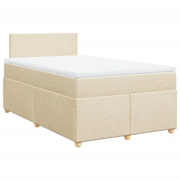 vidaXL Κρεβάτι Boxspring με Στρώμα Κρεμ 120x190cm Υφασμάτινο 1 τεμ. - Μονό