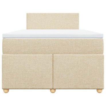 vidaXL Κρεβάτι Boxspring με Στρώμα Κρεμ 120x190cm Υφασμάτινο 1 τεμ. - Μονό