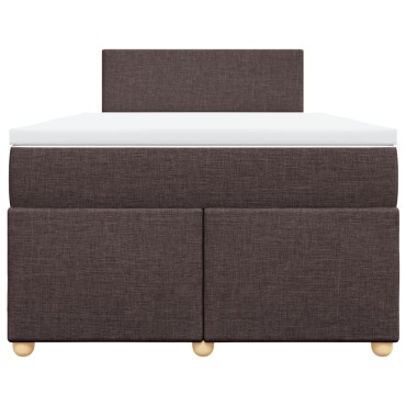 vidaXL Κρεβάτι Boxspring με Στρώμα Σκούρο Καφέ 120x190 εκ Υφασμάτινο