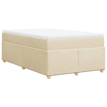 vidaXL Κρεβάτι Boxspring με Στρώμα Κρεμ 120x190cm Υφασμάτινο 1 τεμ. - Μονό