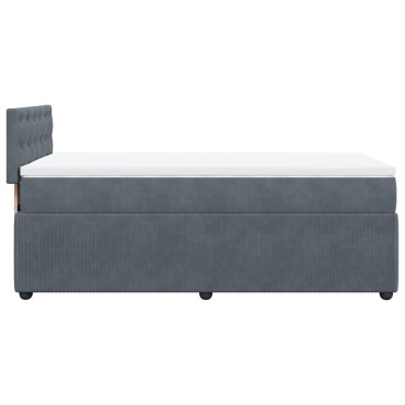 vidaXL Κρεβάτι Boxspring με Στρώμα Σκούρο Γκρι 90x200 εκ. Βελούδινο