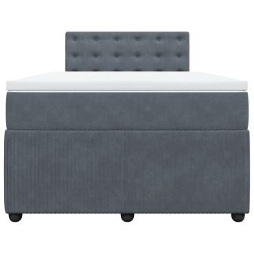 vidaXL Κρεβάτι Boxspring με Στρώμα Σκούρο Γκρι 120x200 εκ. Βελούδινο
