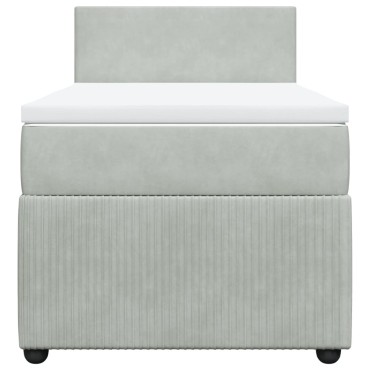 vidaXL Κρεβάτι Boxspring με Στρώμα Ανοιχτό Γκρι 90x200 εκ. Βελούδινο