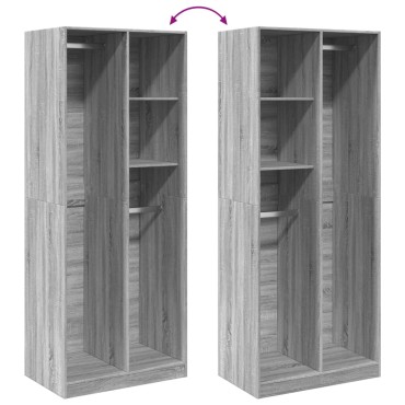 vidaXL Ντουλάπα Γκρι Sonoma 80x50x200cm από Επεξεργασμένο Ξύλο 1 τεμ.