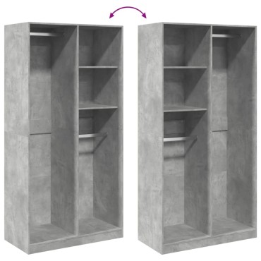 vidaXL Ντουλάπα Γκρι του Σκυροδέματος 100x50x200cm Επεξεργασμένο Ξύλο 1 τεμ.