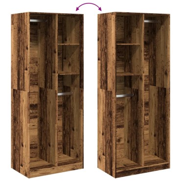 vidaXL Ντουλάπα Όψη Παλαιού Ξύλου 80x50x200cm από Επεξεργασμένο Ξύλο 1 τεμ.