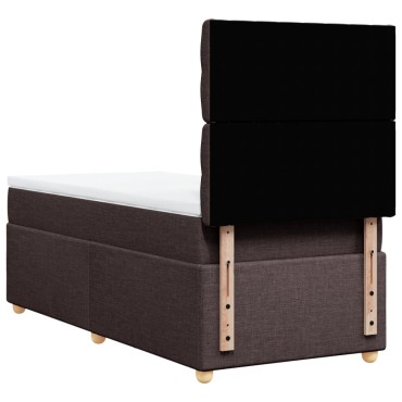 vidaXL Κρεβάτι Boxspring με Στρώμα Σκούρο Καφέ 100x200 εκ. Υφασμάτινο