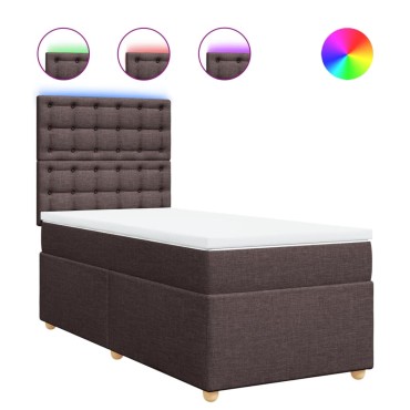 vidaXL Κρεβάτι Boxspring με Στρώμα Σκούρο Καφέ 100x200 εκ. Υφασμάτινο