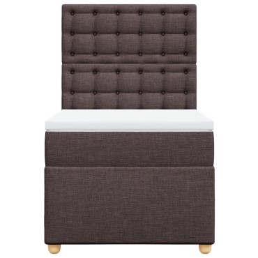 vidaXL Κρεβάτι Boxspring με Στρώμα Σκούρο Καφέ 100x200 εκ. Υφασμάτινο