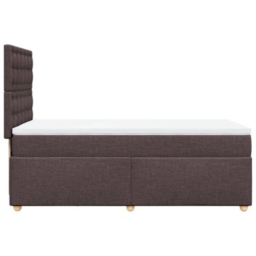 vidaXL Κρεβάτι Boxspring με Στρώμα Σκούρο Καφέ 100x200 εκ. Υφασμάτινο